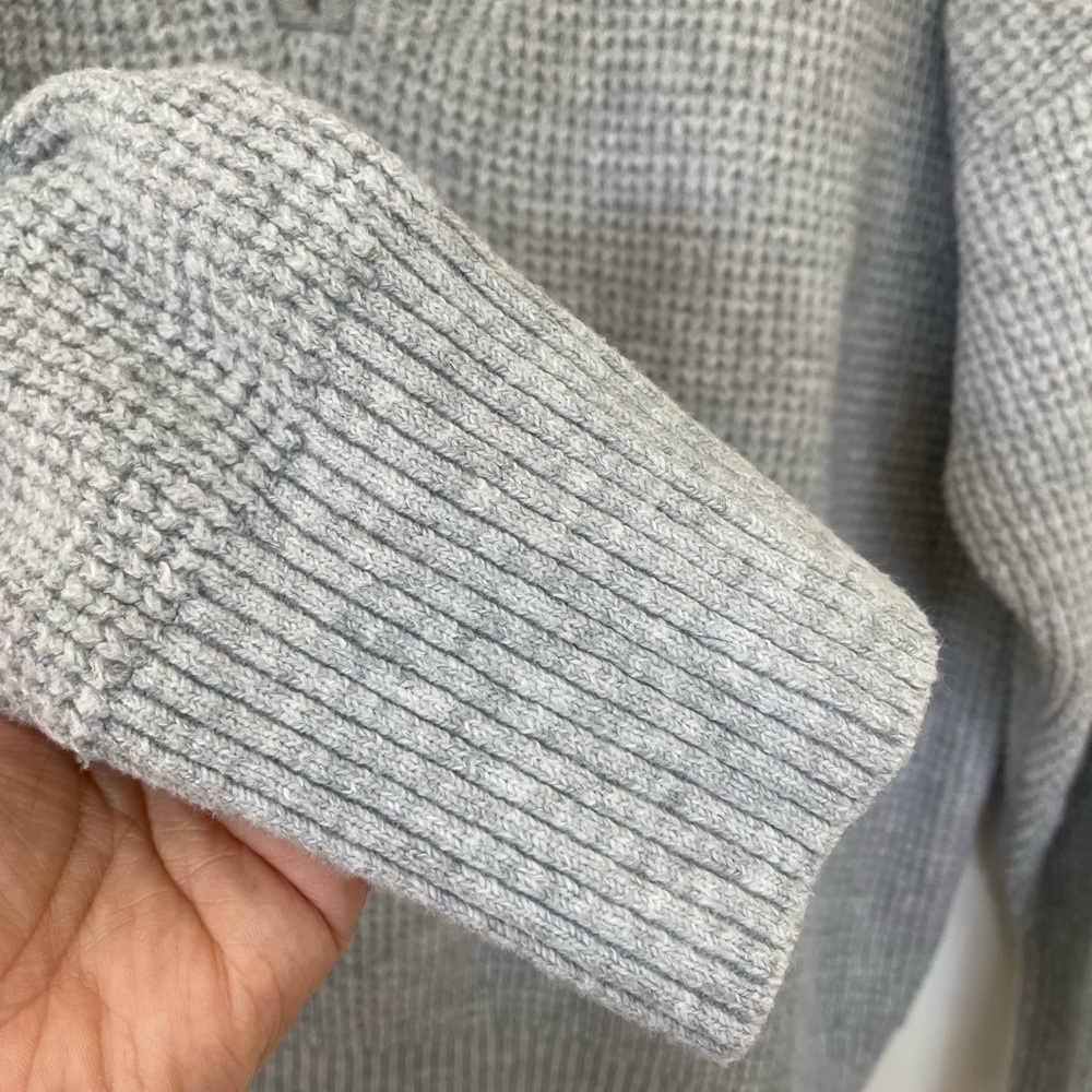 AERIE CozyUp Waffle Quarter Zip Sweater L Gray Oversized Athleisure - Picture 6 of 8